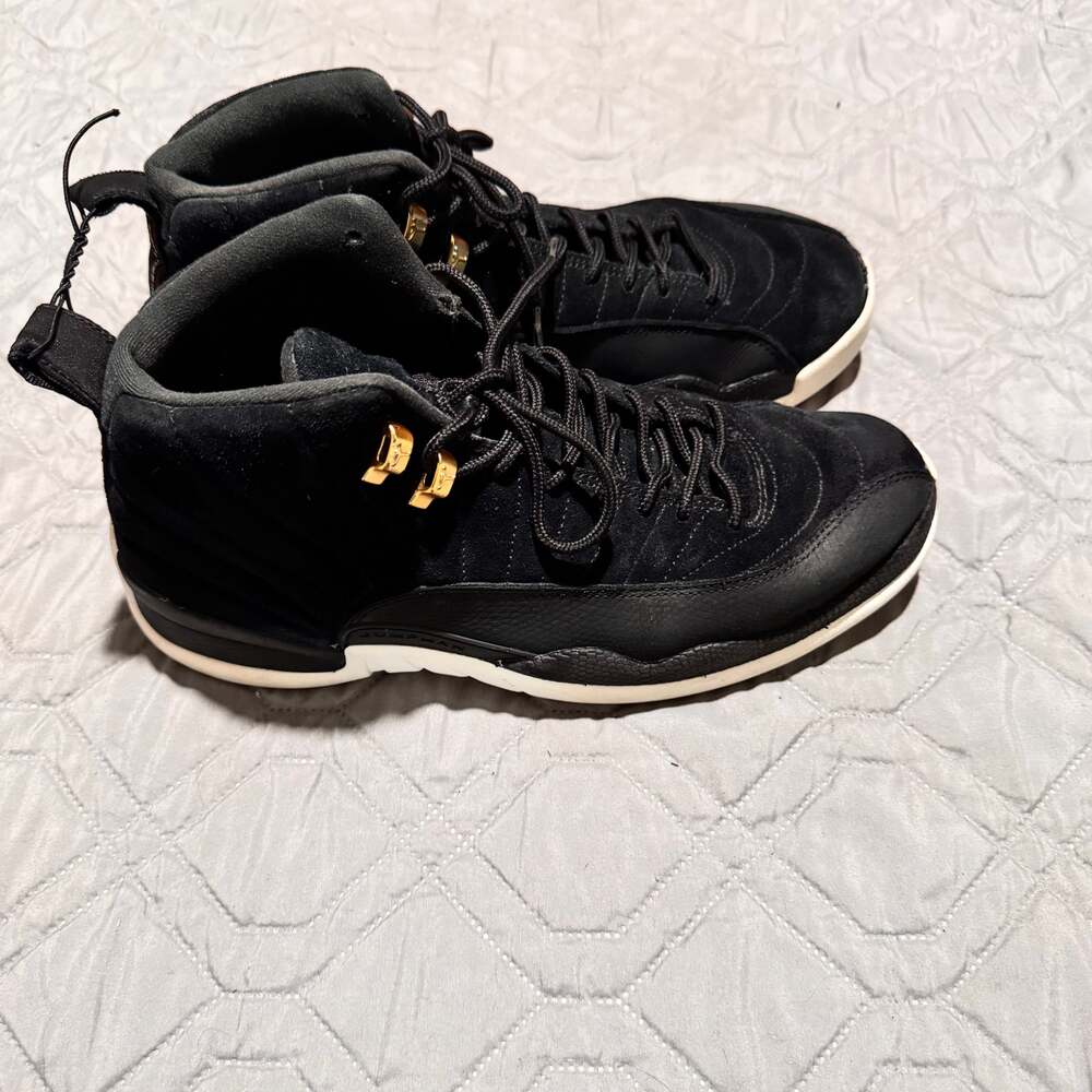 Nike Air Jordan 12 Retro Reverse Taxi Black Basketball Shoes - Picture 2 of 7
